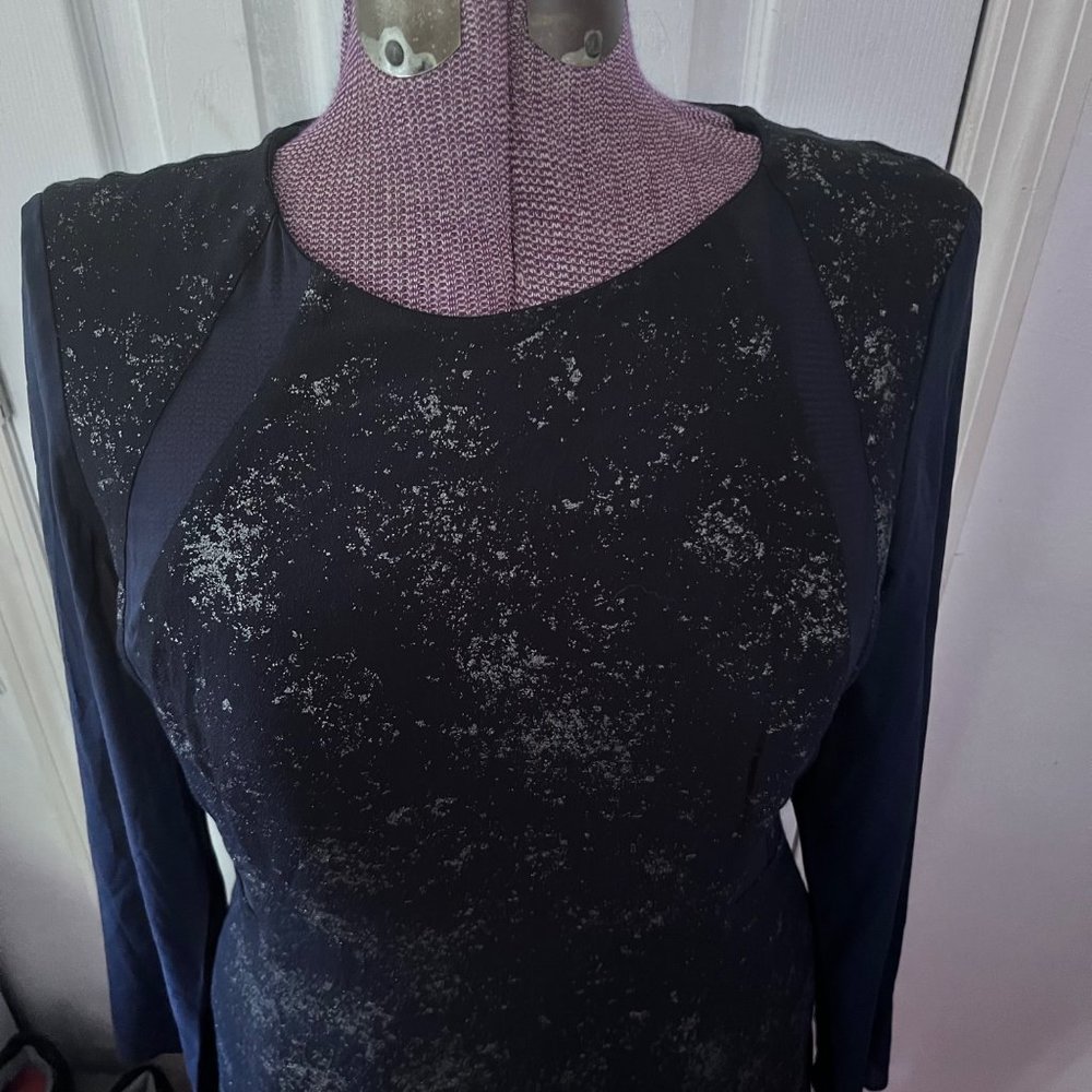 Rebecca Taylor Foil Silk Fit and Flare Dress 10 - Picture 8 of 9